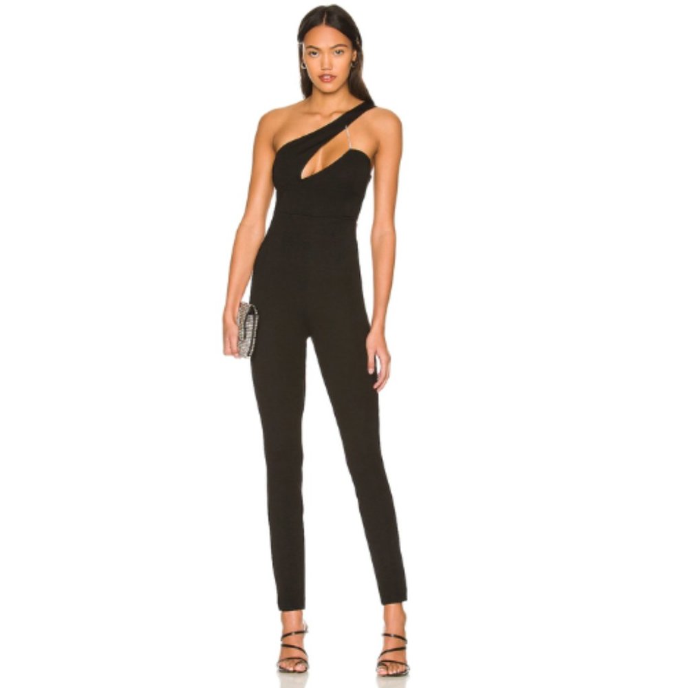 superdown Tiasha Asymmetrical Jumpsuit in Black NWT Size Medium